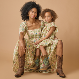 Womens Marilyn Bell Sleeve Dress - Leafy Floral