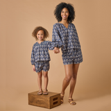 Girls Ava Top - Navy Strawflower