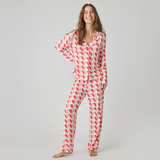 Womens Bamboo PJ Set - Pink Half Hearts