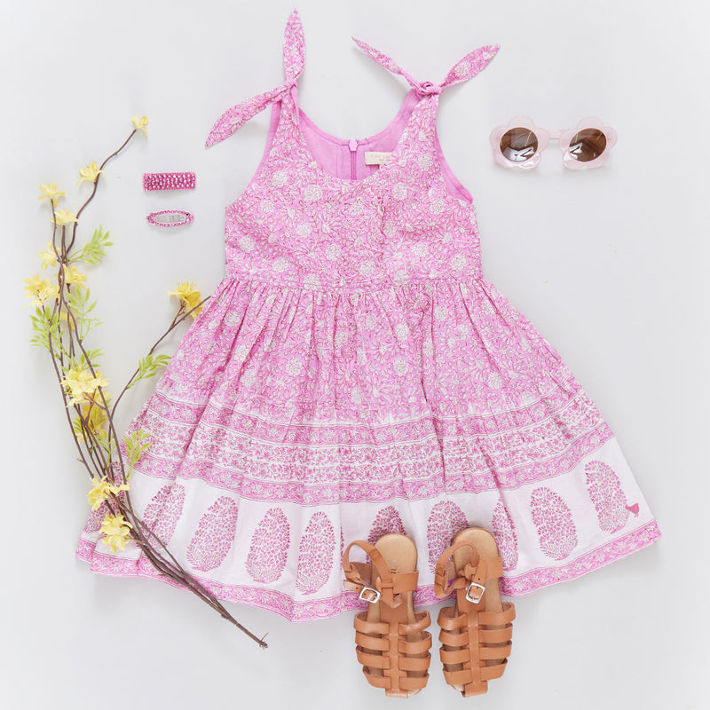 Girls Taylor Dress - Pink Garden