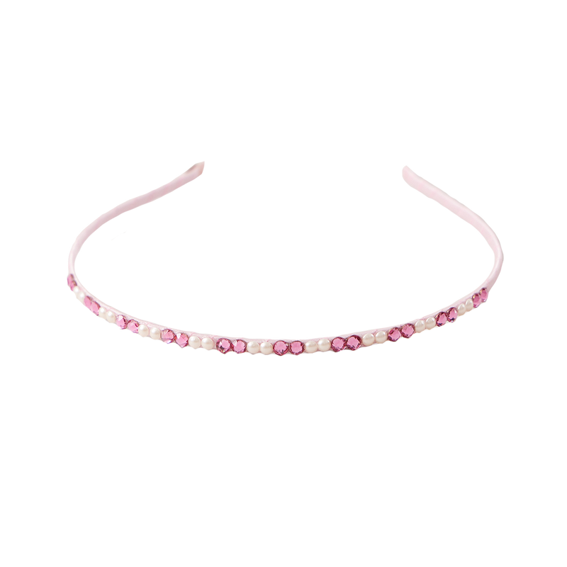 Crystal Headband - Pink & Pearl