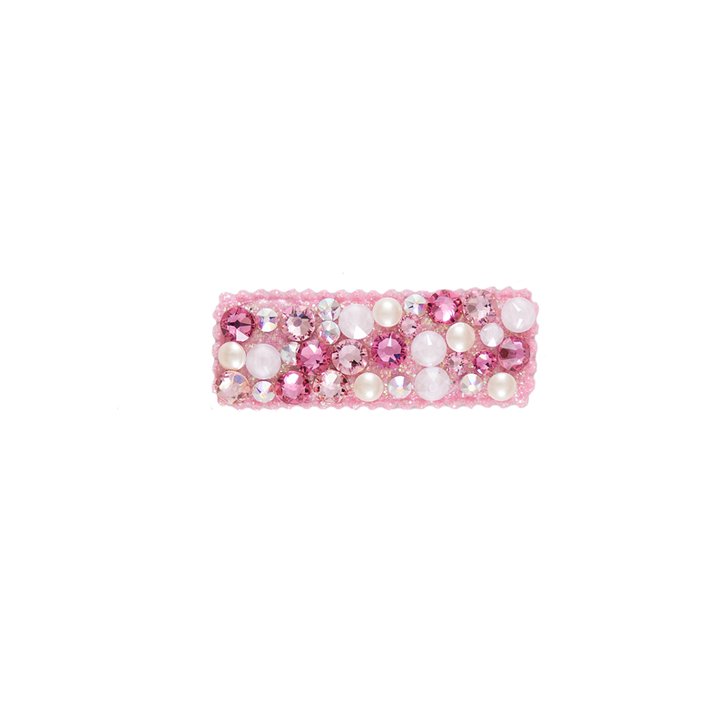 Bari Lynn Glitter Crystal Snap Clip - Pink & Pearl