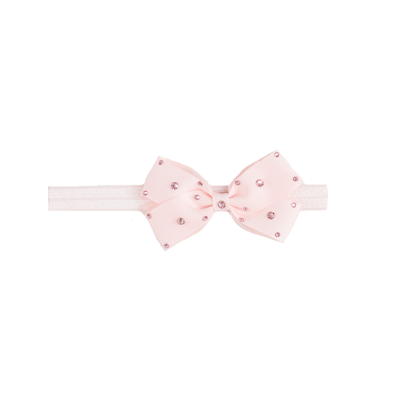 Baby Crystal Bow Headband - Light Pink