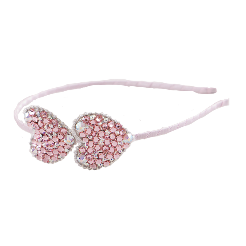 Bari Lynn Crystal Heart Headband - Light Pink
