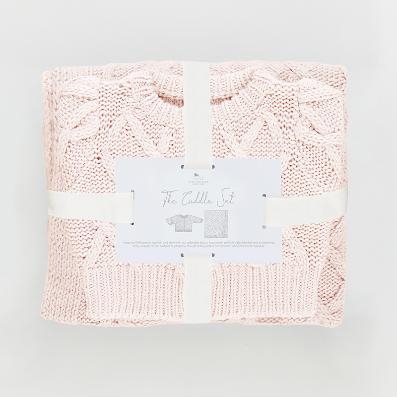 Baby Cuddle Blanket and Sweater Set - Pale Pink