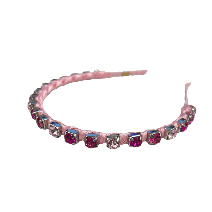 Thin Jewel Crown Headband - Pink