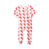 Baby Ruffle Bamboo Romper - Pink Half Hearts