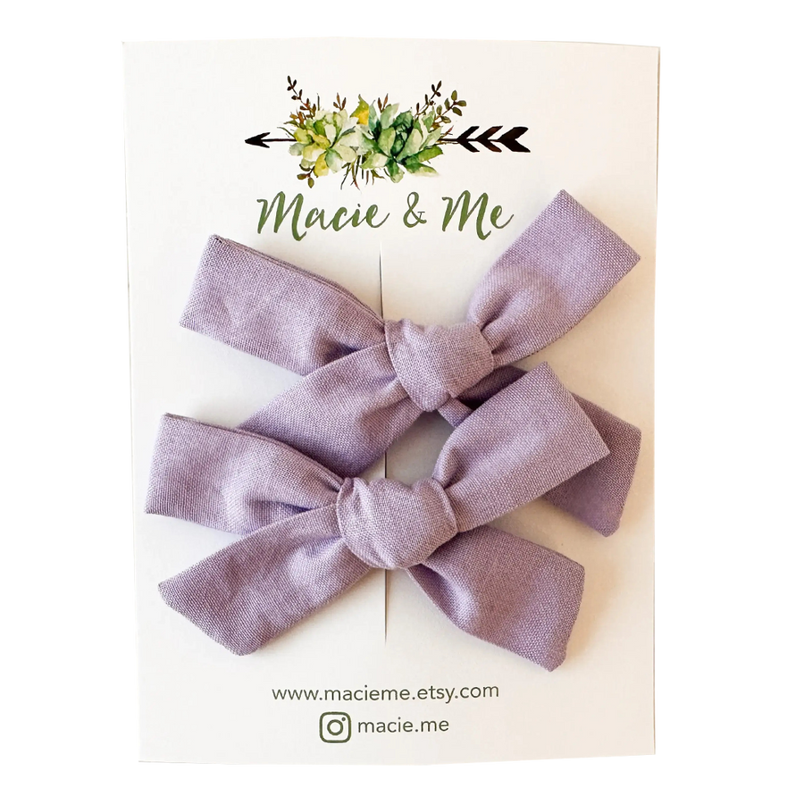 Pigtail Bows - Lilac