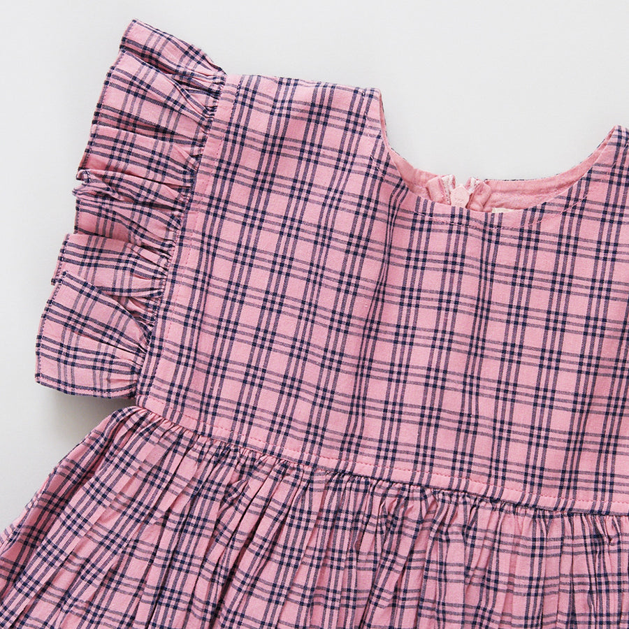Girls Kit Dress -  Pink and Navy Plaid