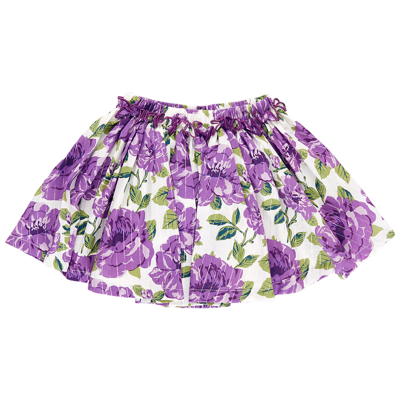 Girls Gianna Skirt - Purple Peonies