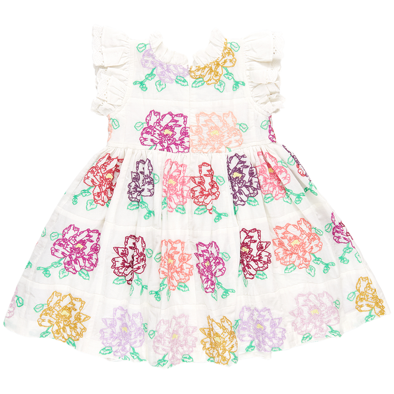 Girls Leila Dress - Quilt Flower Embroidery