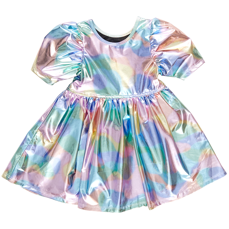 Girls Lame Laurie Dress - Cotton Candy