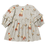 Girls Magnolia Dress - Space Rocket