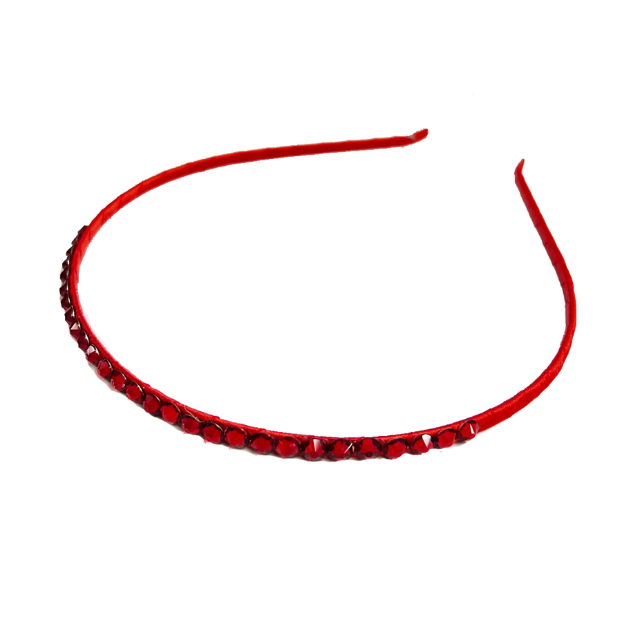 Skinny Crystal Headband - Red