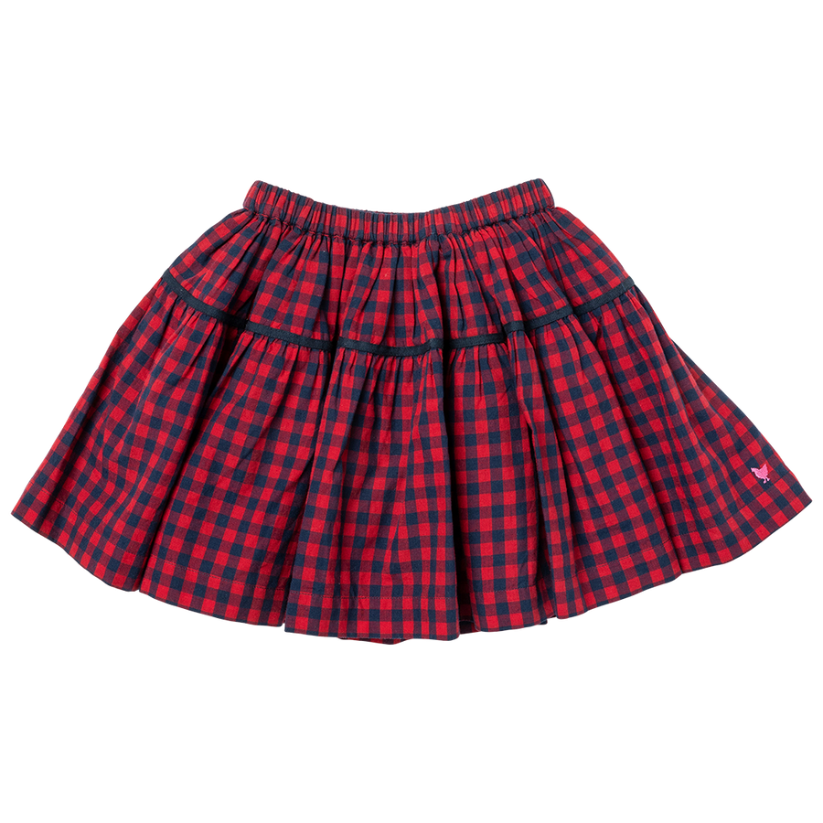 Girls Maribelle Skirt - Navy and Red Gingham