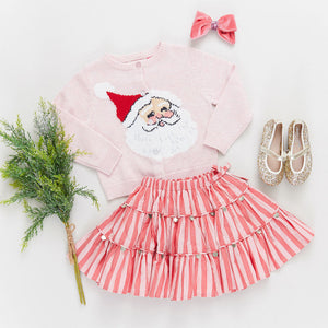 Girls Maude Sweater - Pink Santa