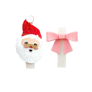 Alligator Clip Set - Pink Santa