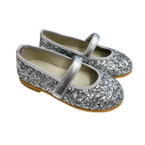 Leather Glitter Mary Jane - Argento Silver