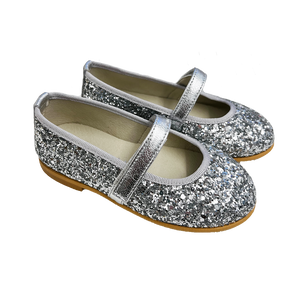 Leather Glitter Mary Jane - Argento Silver