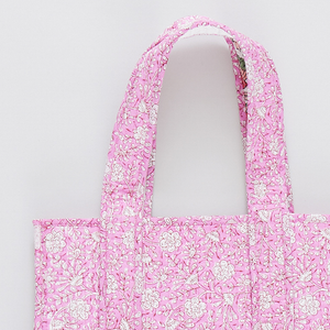 Small Reversible Quilted Tote - Pink Garden