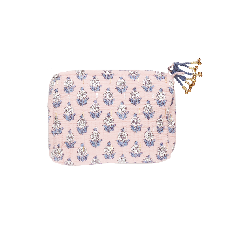 Small Quilted Pouch - Pink Dahlia