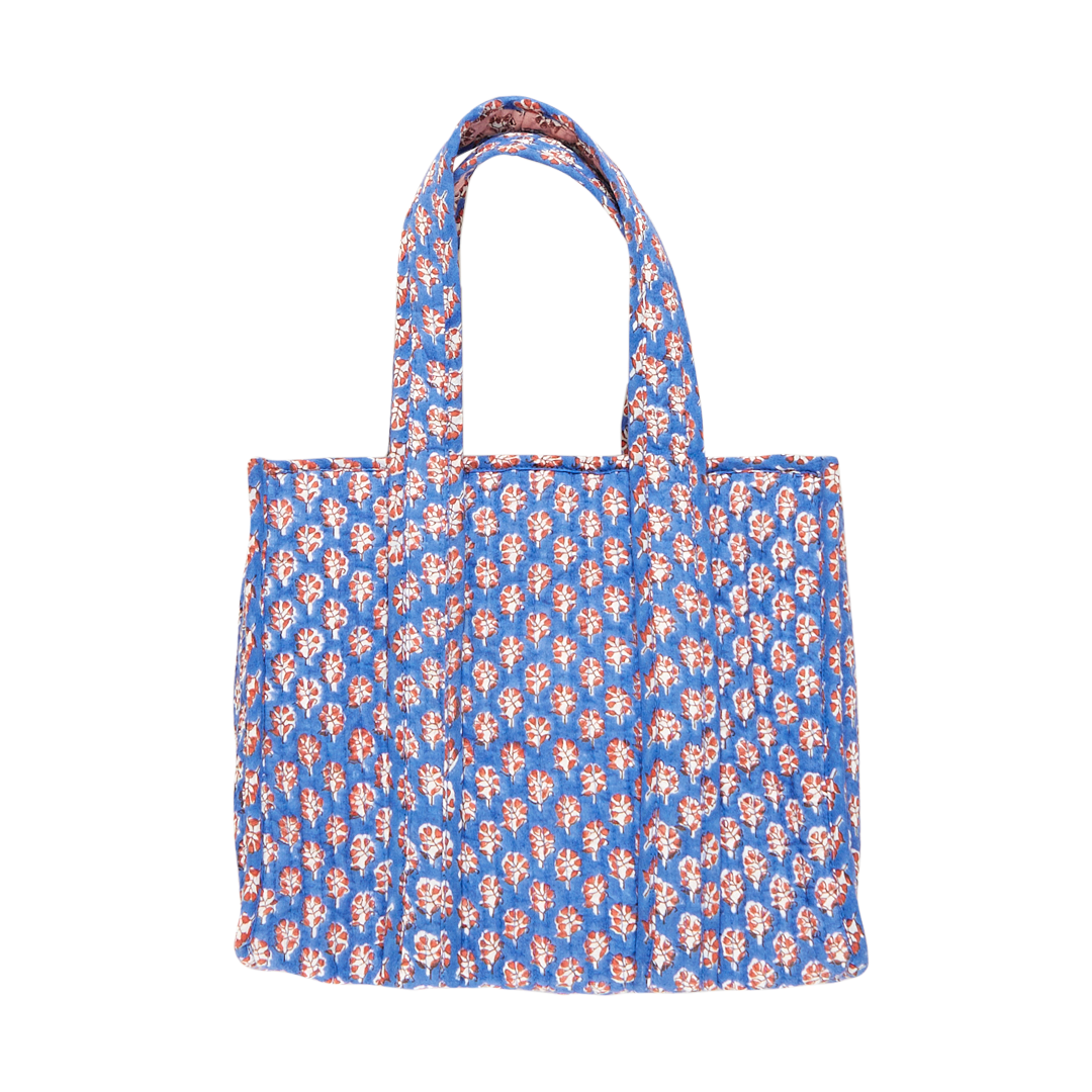 Reversible Small Quilted Tote - Pink Lisbon Ditsy
