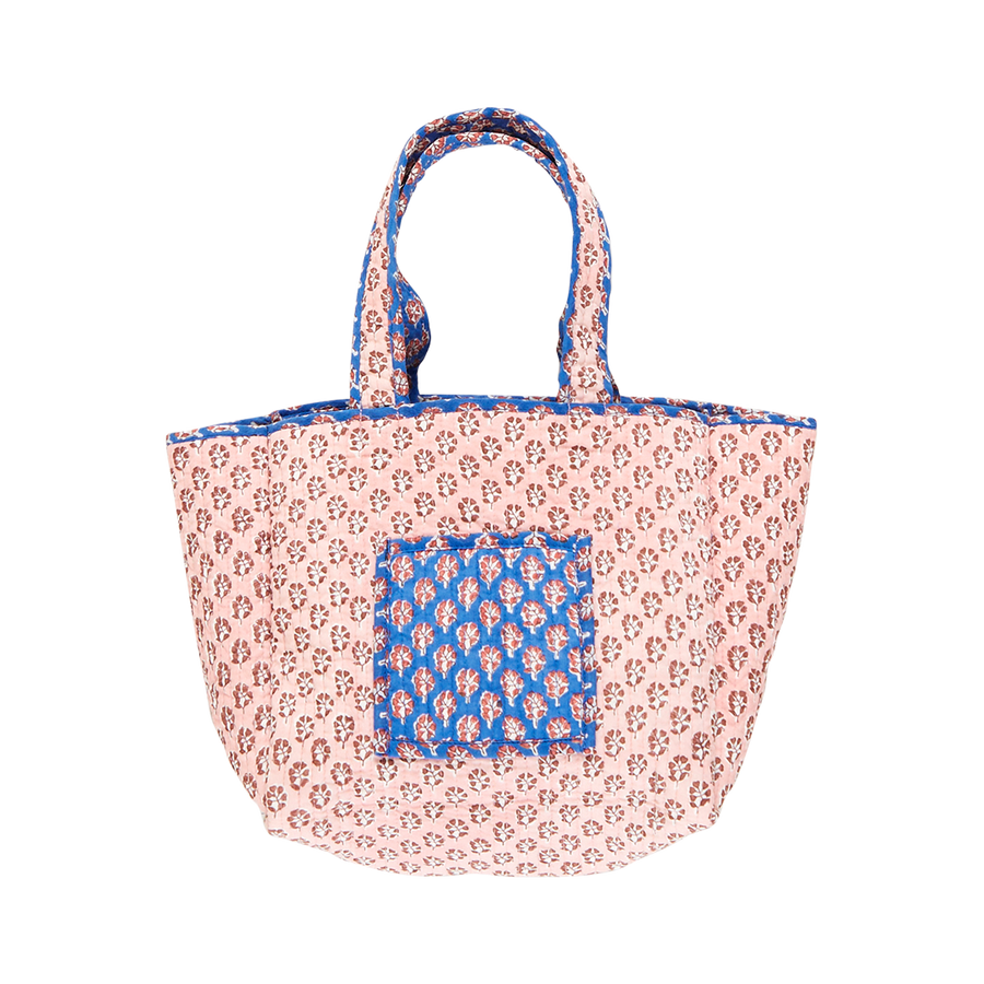 Reversible Small Quilted Tote - Pink Lisbon Ditsy
