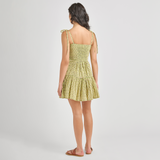 Womens Short Marilyn Dress - Green Prairie Block Print