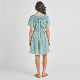 Womens Brynn Dress - Blue Prairie Block Print