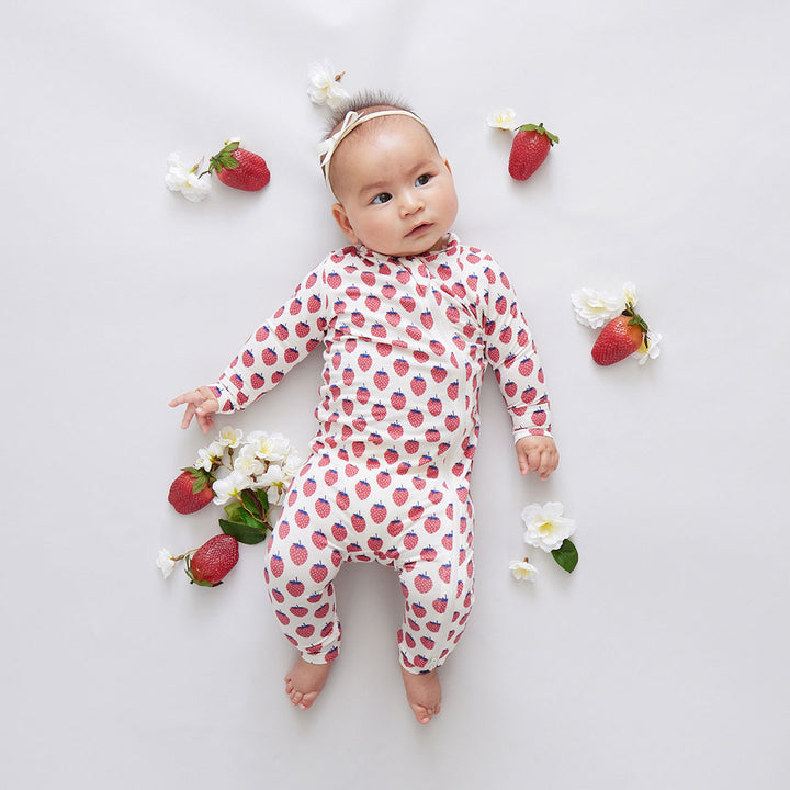Pink Chickens Ruffled Bamboo Romper main image 1