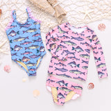 Girls Claire Suit - Blue Multi Fishies
