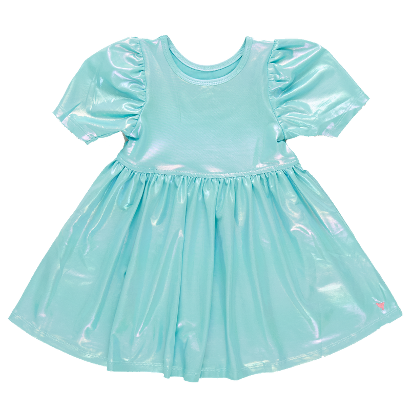 Girls Lame Laurie Dress - Turquoise
