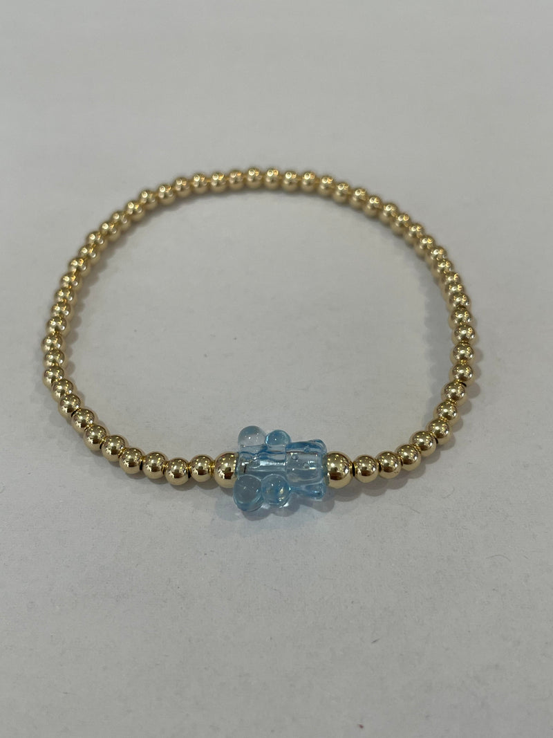 Mini Gummy Bear Gold Bracelet - Blue