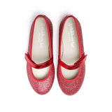 Leather Glitter Mary Janes - Stella Red