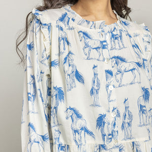 Womens Kalani Dress - Blue Horses