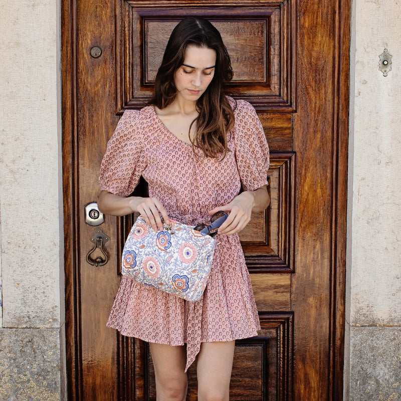 Large Quilted Pouch - Lisbon Floral