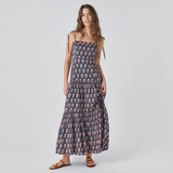 Womens Marilyn Dress - Navy Flower Drop