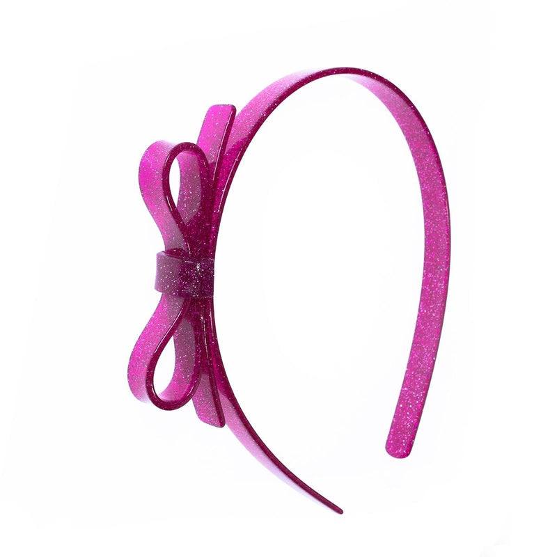 Pink Chicken Bow Headband - Fuchsia Glitter 