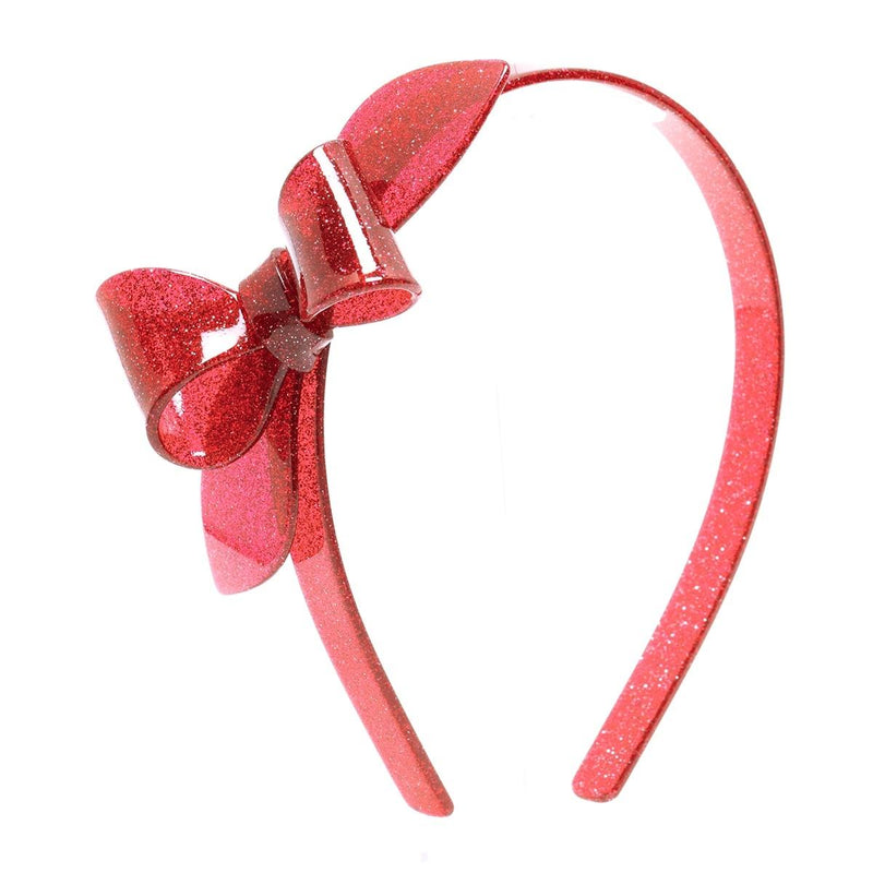 Pink Chicken Rosane Bow Headband - Red Glitter 