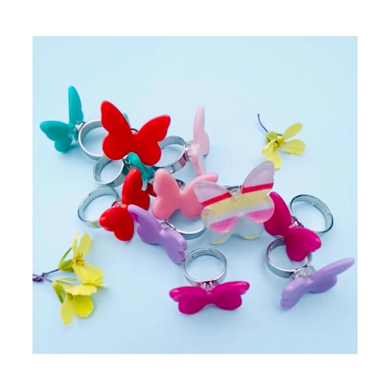 Pink Chicken Butterfly Rings Assorted 