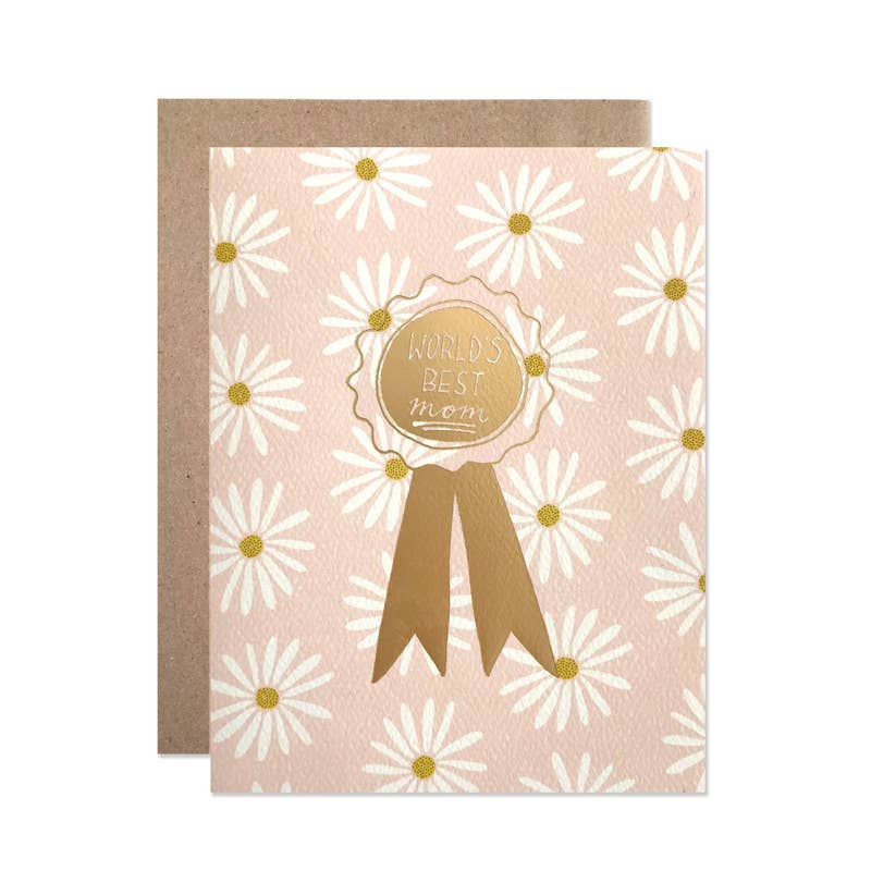 Pink Chicken Mom / World Best Mom With Gold Foil Card 