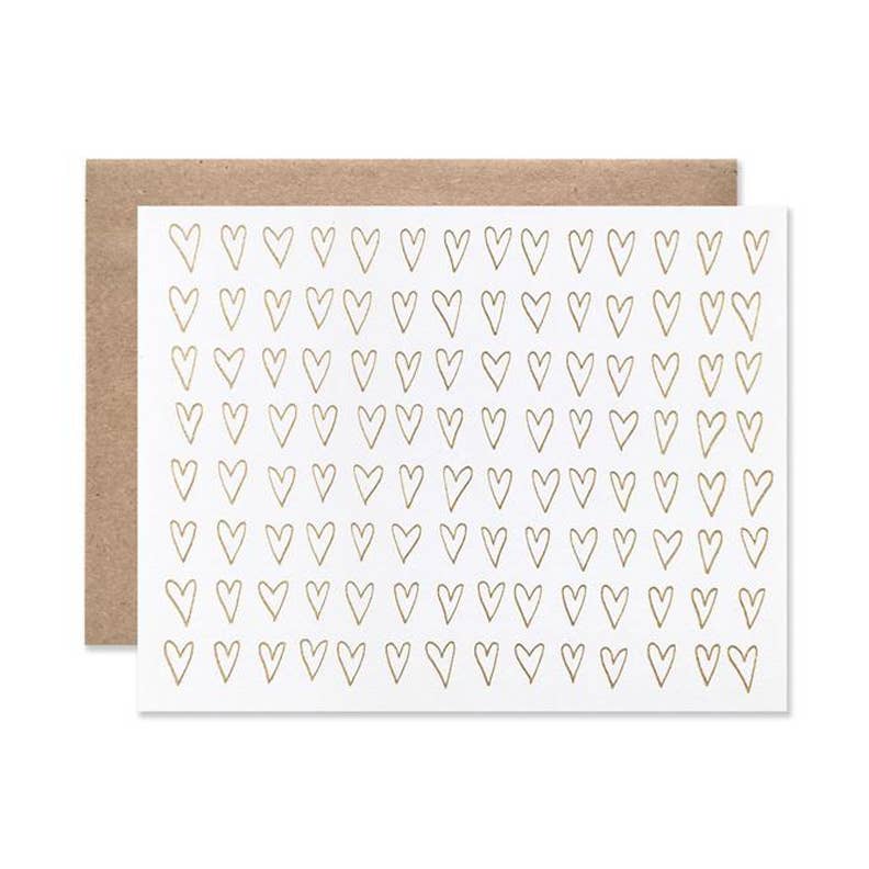 Pink Chicken Gold Foil Hearts Card 