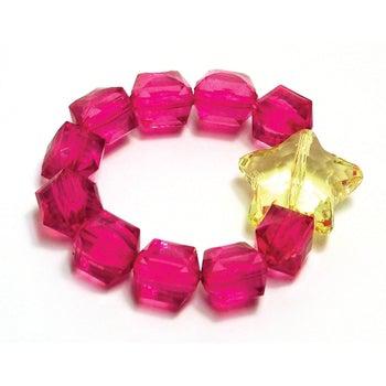 Pink Chicken Star Rock Candy Bracelet - Fuchsia 