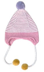 Pom Ear String Hat - Powder Pink