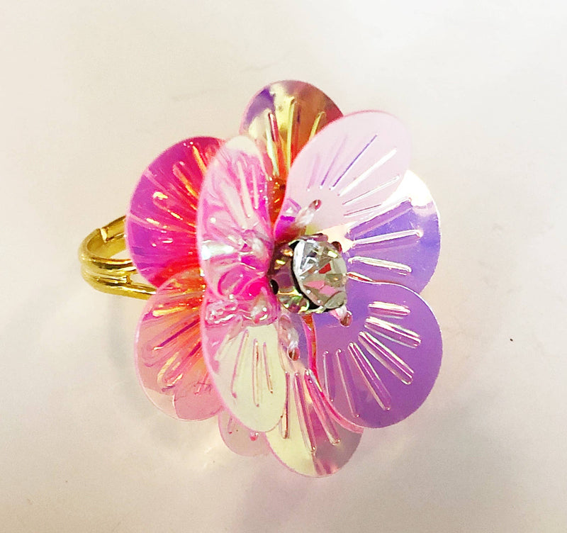 Pink Chicken Flower Power "Pink Diamond" Adjustable Ring 