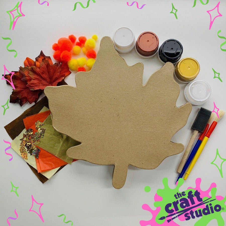 Pink Chicken Hello Fall! Wooden Leaf - Craft Studio NYC 
