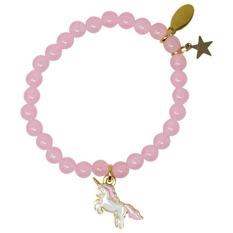 Pink Chicken Flying Unicorn Bead Bracelet 