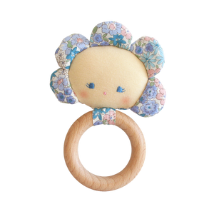 Pink Chicken Flower Baby Teether Rattle - Liberty Blue 