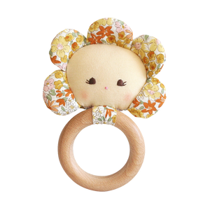 Pink Chicken Flower Baby Teether Rattle - Sweet Marigold 