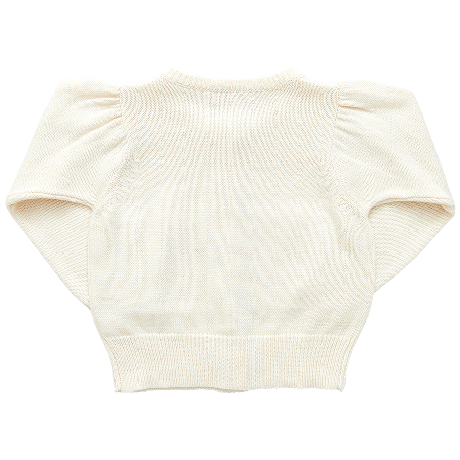 Girls Heart Pocket Sweater - Cream